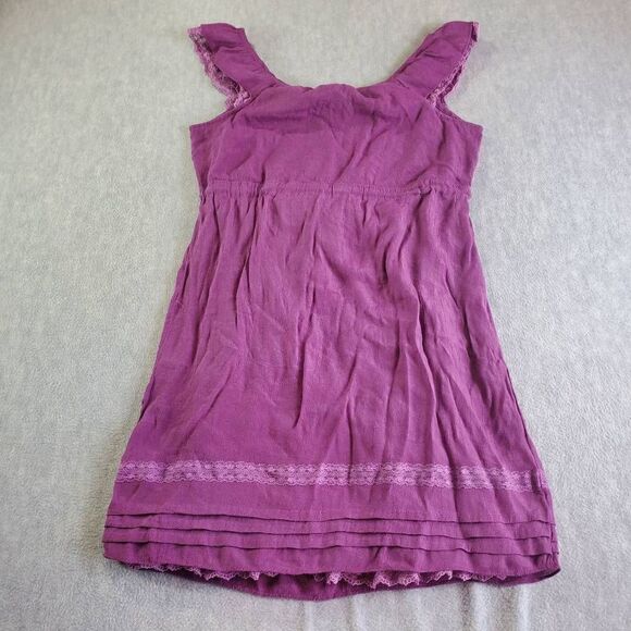 Maurices Dress Womens Medium Purple Ruffle Shoulder Sleeveless Tie Waist - Picture 8 of 10